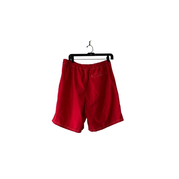 Joe Fresh Red Mens Swim Shorts L Drawstring Elastic Waist Anchor Logo - Picture 8 of 8